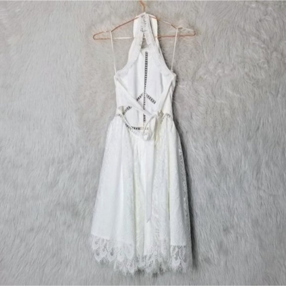 Twosisters The Label White Tory Lace Mini Halter Sleeveless Dress 2 - Picture 2 of 10